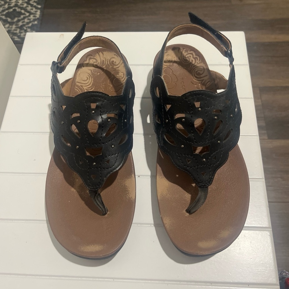 Rockport women’s ridge sling sandals lightweight flexible black 8.5W